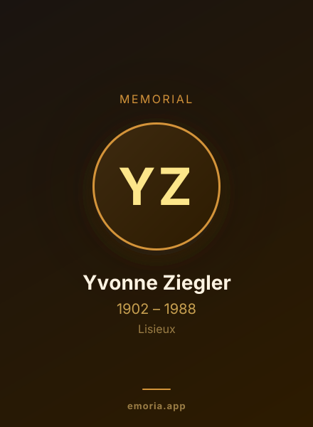 Memorial portrait of Yvonne Ziegler