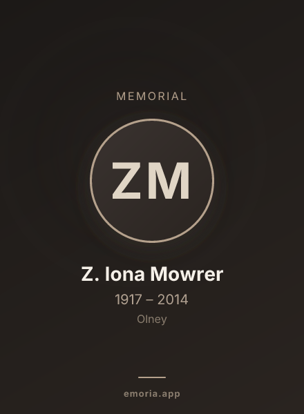 Memorial portrait of Z. Iona Mowrer