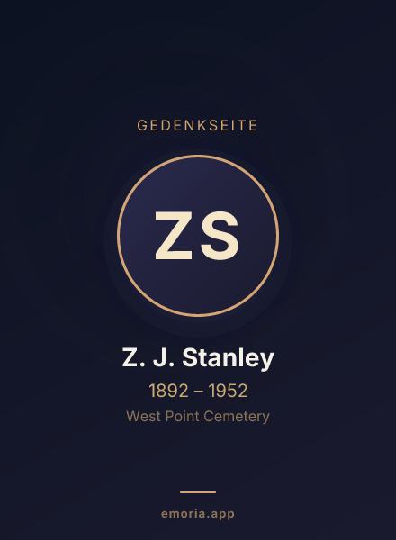Gedenkportrait von Z. J. Stanley