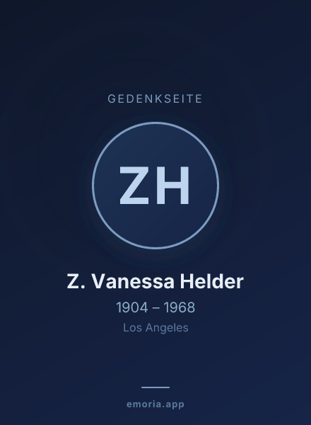 Gedenkportrait von Z. Vanessa Helder