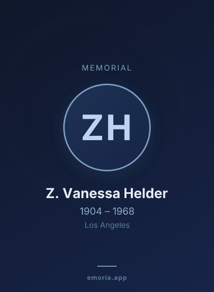 Memorial portrait of Z. Vanessa Helder