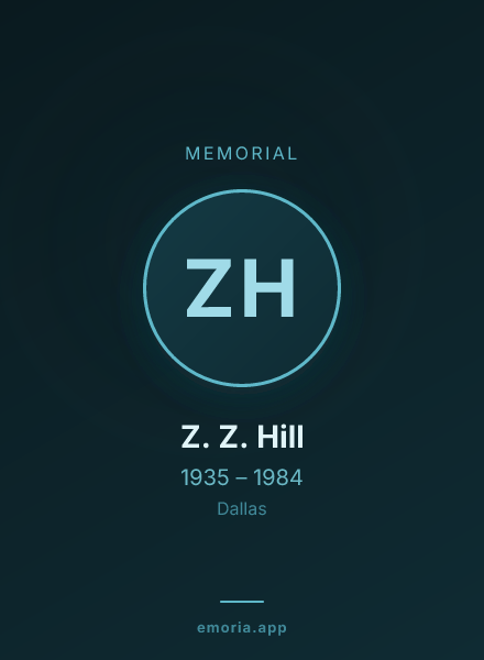 Memorial portrait of Z. Z. Hill