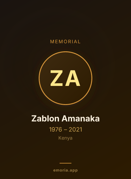 Memorial portrait of Zablon Amanaka