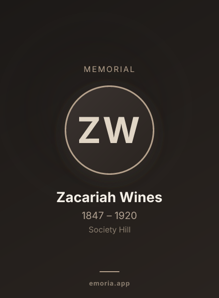 Memorial portrait of Zacariah Wines