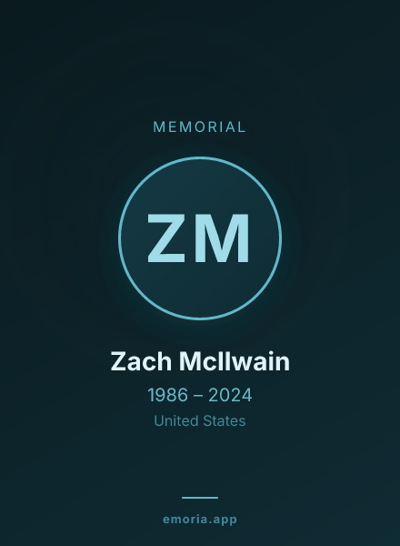 Memorial portrait of Zach McIlwain