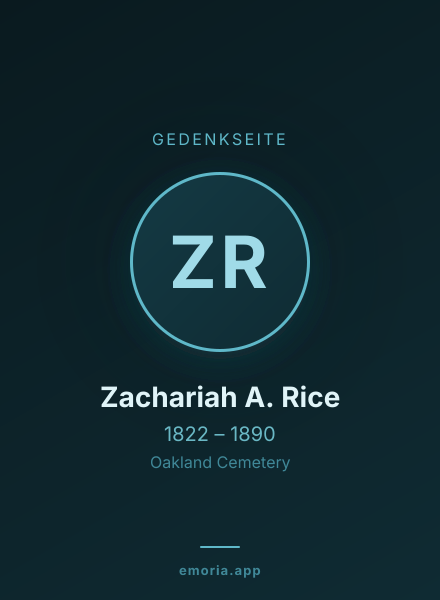 Gedenkportrait von Zachariah A. Rice