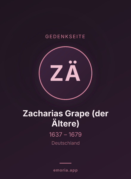 Gedenkportrait von Zacharias Grape (der Ältere)