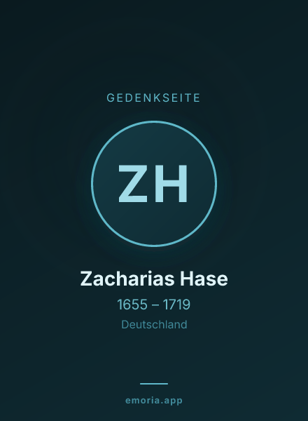 Gedenkportrait von Zacharias Hase