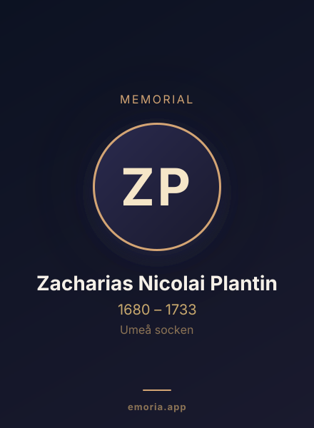 Memorial portrait of Zacharias Nicolai Plantin