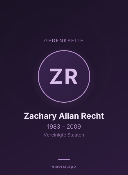 Gedenkportrait von Zachary Allan Recht