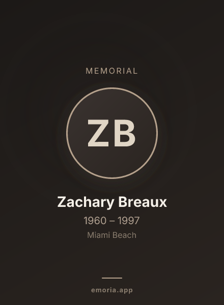 Memorial portrait of Zachary Breaux