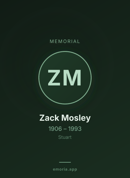Memorial portrait of Zack Mosley