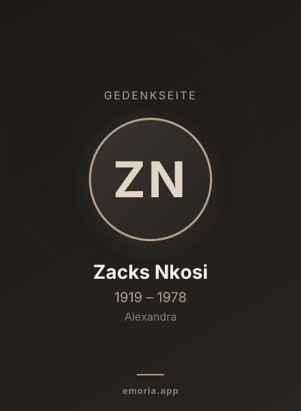 Gedenkportrait von Zacks Nkosi