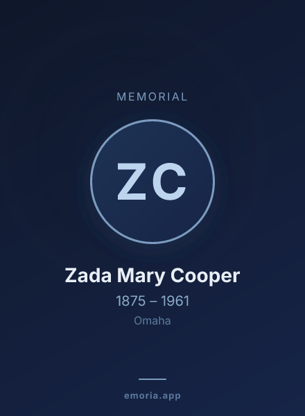 Memorial portrait of Zada Mary Cooper
