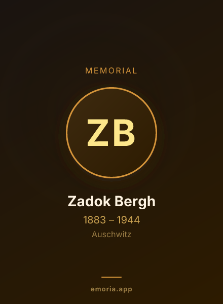 Memorial portrait of Zadok Bergh