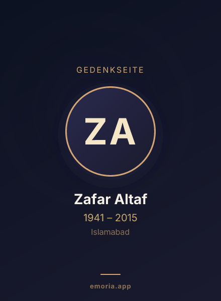 Gedenkportrait von Zafar Altaf
