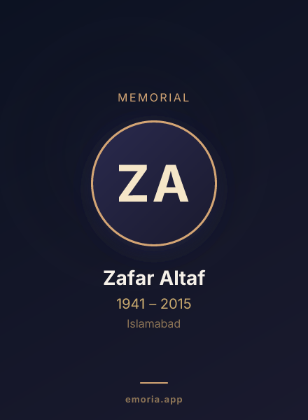 Memorial portrait of Zafar Altaf