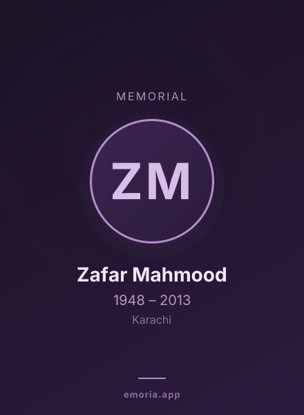 Memorial portrait of Zafar Mahmood