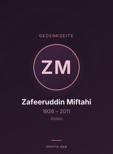 Gedenkportrait von Zafeeruddin Miftahi
