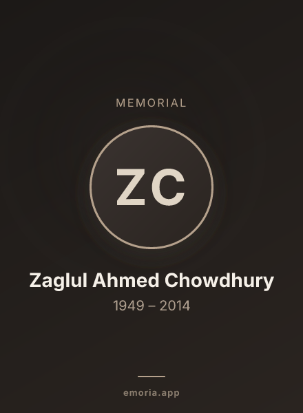 Memorial portrait of Zaglul Ahmed Chowdhury