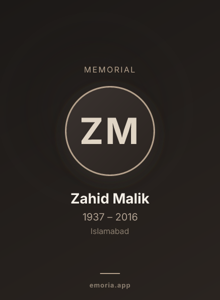Memorial portrait of Zahid Malik