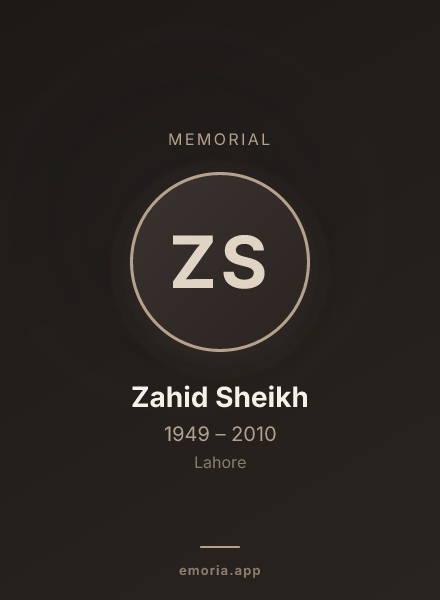 Memorial portrait of Zahid Sheikh