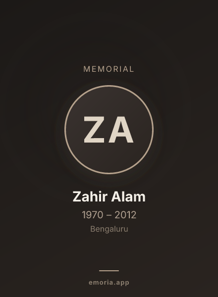 Memorial portrait of Zahir Alam