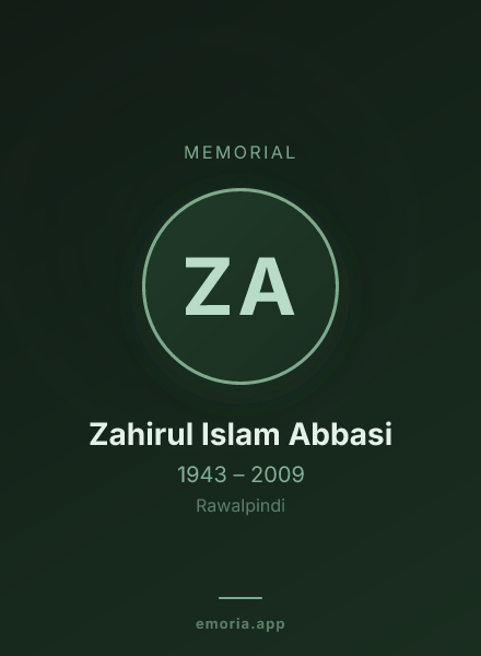 Memorial portrait of Zahirul Islam Abbasi