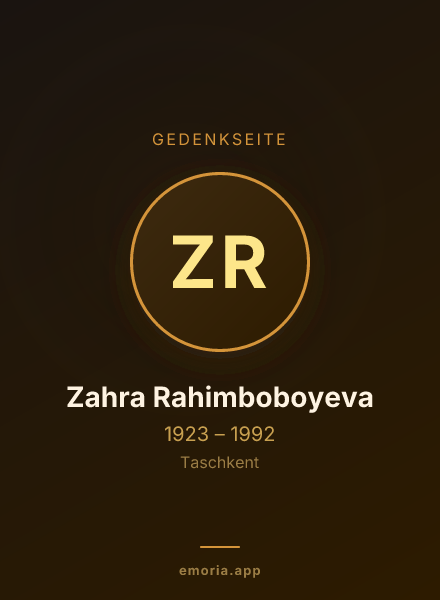 Gedenkportrait von Zahra Rahimboboyeva