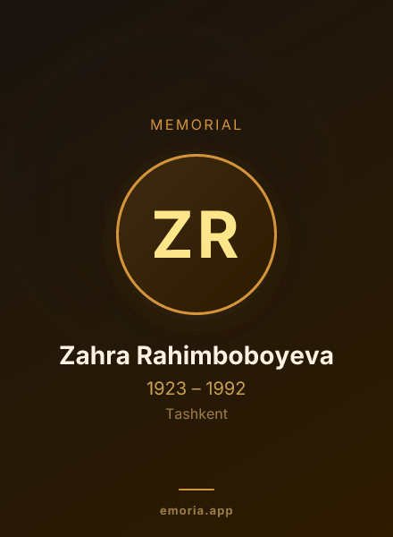 Memorial portrait of Zahra Rahimboboyeva