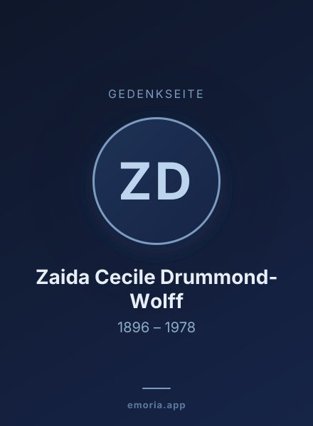 Gedenkportrait von Zaida Cecile Drummond-Wolff