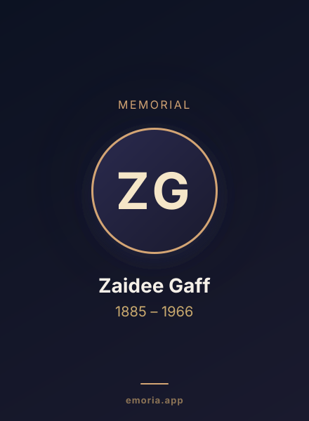 Memorial portrait of Zaidee Gaff