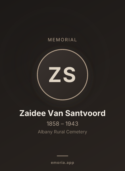 Memorial portrait of Zaidee Van Santvoord