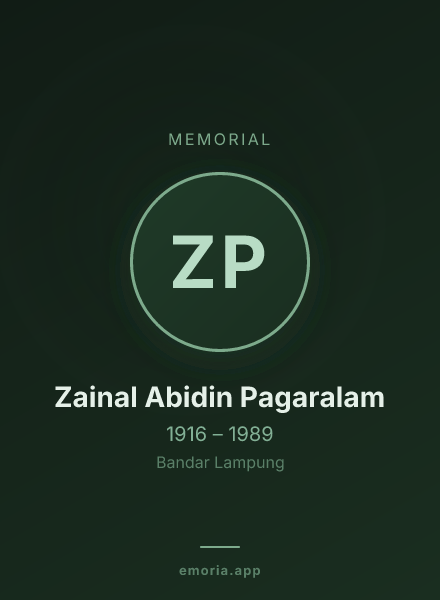 Memorial portrait of Zainal Abidin Pagaralam