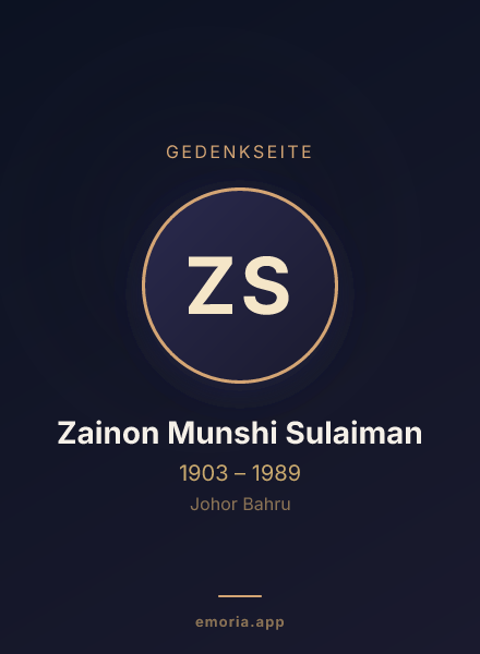 Gedenkportrait von Zainon Munshi Sulaiman