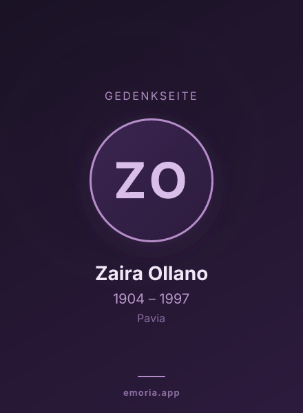 Gedenkportrait von Zaira Ollano