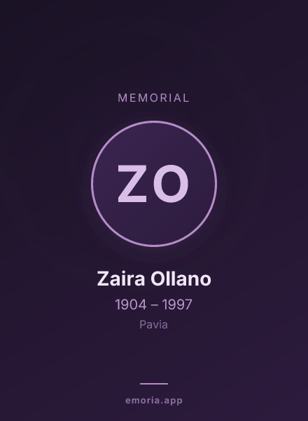 Memorial portrait of Zaira Ollano