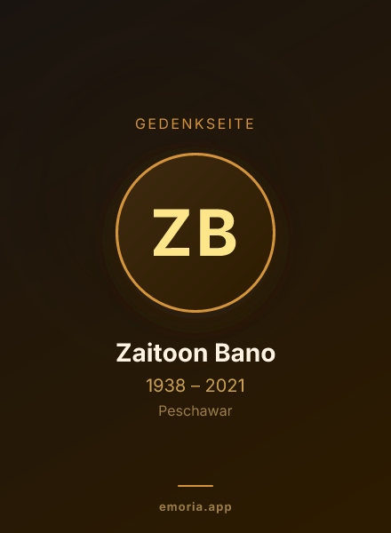 Gedenkportrait von Zaitoon Bano