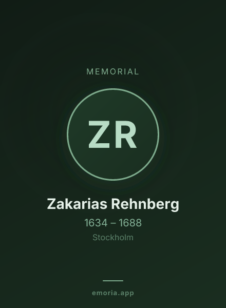 Memorial portrait of Zakarias Rehnberg