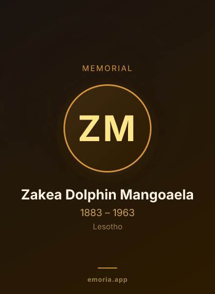 Memorial portrait of Zakea Dolphin Mangoaela
