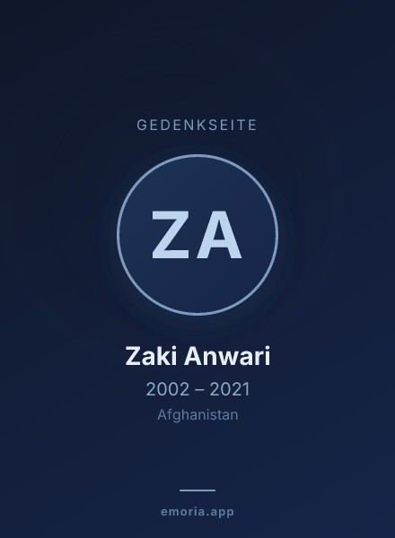 Gedenkportrait von Zaki Anwari