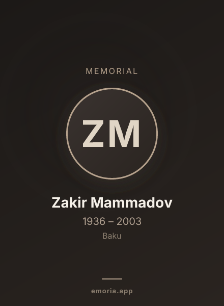 Memorial portrait of Zakir Mammadov