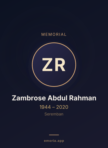 Memorial portrait of Zambrose Abdul Rahman