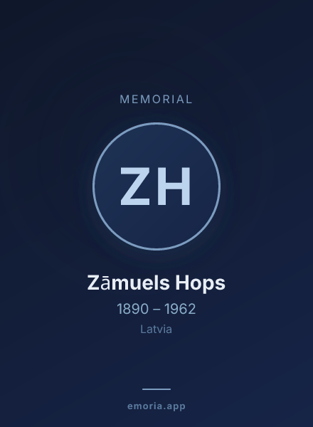 Memorial portrait of Zāmuels Hops