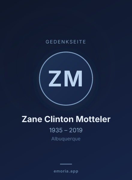 Gedenkportrait von Zane Clinton Motteler