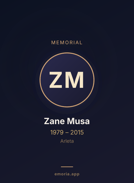 Memorial portrait of Zane Musa