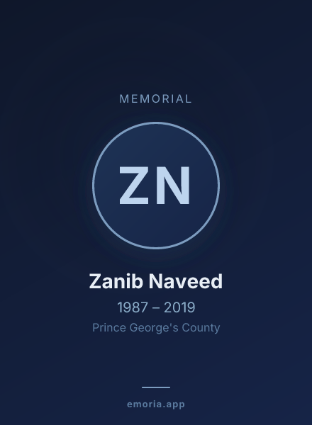 Memorial portrait of Zanib Naveed