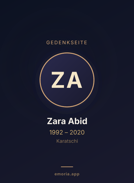 Gedenkportrait von Zara Abid
