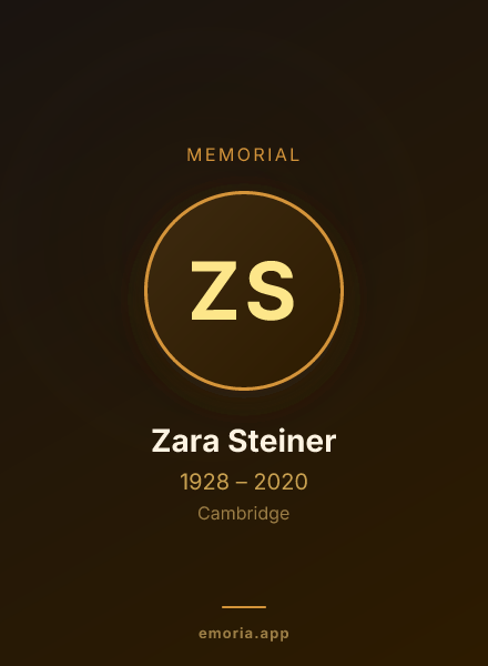 Memorial portrait of Zara Steiner