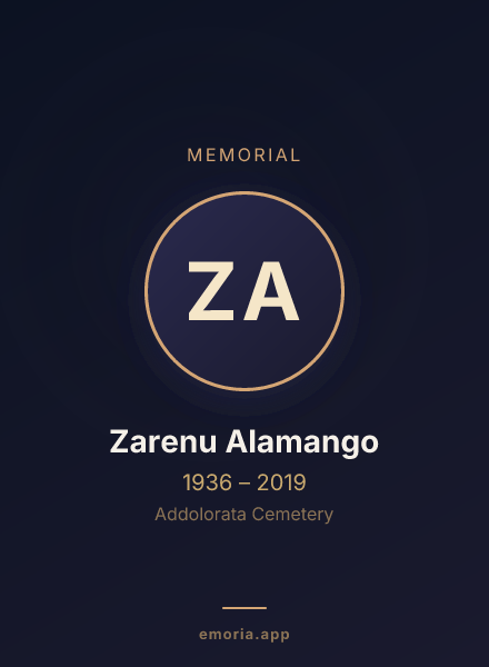 Memorial portrait of Zarenu Alamango